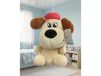 Maskotka, pluszak PIES w różowej czapce 24x13x10 cm - BRĄZOWY
