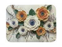 Mata stołowa 40x30 cm ANEMONY BIAŁE, ZŁOTE NA MARMUROWYM TLE GLAMOUR