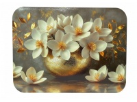 Mata stołowa 40x30 cm BUKIET BIAŁO-ZŁOTYCH MAGNOLII W ZŁOTYM WAZONIE