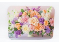 Mata stołowa 40x30 cm BUKIET RÓŻA, DALIA, GOŹDZIK W WAZONIE NA RÓŻOWYM TLE