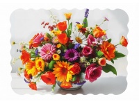 Mata stołowa 40x30 cm FALOWANY BRZEG -BUKIET GERBERA, RÓŻA, SŁONECZNIK