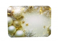 Mata stołowa 40x30 cm PERŁOWO-ZŁOTE BOMBKI Z PŁATKAMI ŚMIEGU