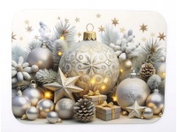 Mata stołowa 40x30 cm PERŁOWA BOMBKA Z WZOREM, PREZENTY, SZYSZKI, ŚWIERK, GWIAZDY
