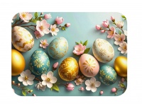 Mata stołowa 40x30 cm PISANKI ZE ZŁOTYM WZOREM Z RÓŻOWĄ MAGNOLIĄ