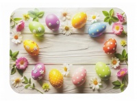 Mata stołowa 40x30 cm PISANKI KOLOROWE NA DREWNIANYM TLE