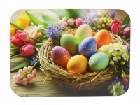 Mata stołowa 40x30 cm PISANKI JEDNOKOLOROWE I KROPKI W KOSZYCZKU WIKLINOWYM