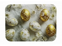 Mata stołowa 40x30 cm PISANKI BIAŁO ZŁOTE NA MARMUROWYM TLE