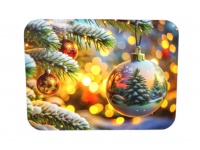 Mata stołowa 40x30 cm RĘCZNIE MALOWANA BOMBKA Z CHOINKĄ NA TLE ŚWIETEŁ