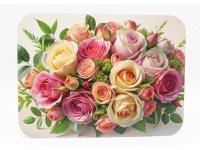 Mata stołowa 40x30 cm RÓŻE, MECH, LIŚCIE NA BEŻOWYM TLE