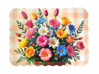 Mata stołowa 40x30 cm STROIK Z GERBERĄ W KOSZYKU - FALOWANY BRZEG