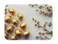 Mata stołowa 40x30 cm ZŁOTE PISANKI, BAZIE NA SZARYM TLE