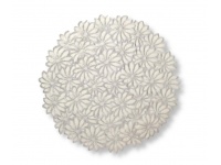 Mata stołowa- tw. sztuczne okrągła KWIATKI 38 cm SREBRNA