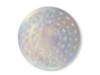 Mata stołowa- tw. sztuczne okrągła PLECIONE KÓŁKA 38 cm SREBRNA HOLOGRAFICZNA ażurowa