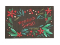 Mata stołowa- tw. sztuczne PROSTOKĄTNA 45x30 cm grafitowa WESOŁYCH ŚWIĄT