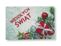 Mata stołowa- tw. sztuczne PROSTOKĄTNA 45x30 cm zielona WESOŁYCH ŚWIĄT