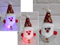 Mikołaj świąteczny bożonarodzeniowy z zawieszką LED świecący 12 cm - 1 szt