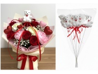 Miś na piku styropianowy flokowany 28x7 cm kpl 6 szt BIAŁY