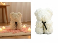 Miś, niedźwiadek z białych piankowych róż 23 cm