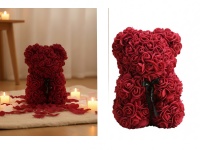 Miś, niedźwiadek z bordowych piankowych róż 23 cm