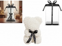 Miś, niedźwiadek z kulek, pomponów 34 cm - BIAŁY