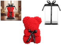 Miś, niedźwiadek z kulek, pomponów 34 cm - CZERWONY