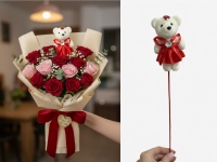 Miś styropianowy na piku WALENTYNKI pik 30 cm miś 11,5x7 cm - 1 szt