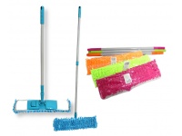 Mop płaski mikrofibra z frędzelkami + szary kij 65-110x40 cm MIX KOLOR