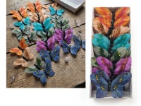 Motyl dekoracyjny mix kolor 9 cm (kpl 12 szt)