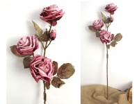 mp Kwiat RÓŻA piankowa zasuszona wys. 77 cm (3 kwiaty 9-12 cm, 1 pąk) RÓŻOWA CIEMNA