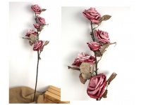 mp Kwiat RÓŻA piankowa zasuszona wys. 105 cm (5 kwiatów 7-13 cm) RÓŻOWA