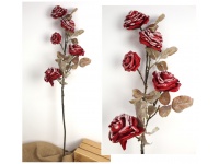 mp Kwiat RÓŻA piankowa zasuszona wys. 105 cm (5 kwiatów 7-13 cm) CZERWONA