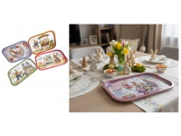 mp Taca dekoracyjna, metalowa prostokątna WIELKANOCNA 40x28,5x1 cm MIX WZORÓW