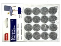 Naklejki filcowe, okrągłe SZARE 2 cm - kpl 16 szt na blistrze