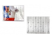 Obrus plamoodporny 180x140 cm BIAŁY ze srebrną nitką w romby i kółka