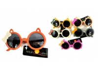 Okulary przeciwsłoneczne dziecięce, plastikowe oprawki (mix kolor) kokardka i uszy - 1 szt #7084