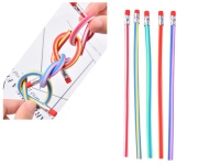 Ołówek z gumką HB giętki 18 cm MIX KOLOR - kpl 5 szt