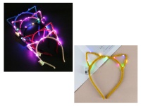 Opaska na głowę KOCIE USZY świecąca 16x15 cm MIX KOLOR 1 szt