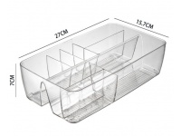 Organizer, wkład do szuflady plastik 8 przegród 27x15,5x7 cm TRANSPARENTNY