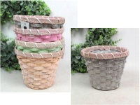 Osłonka bambusowa okrągła ze zdobieniem i folią MIX KOLOR 18x15 cm