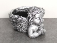 Osłonka betonowa ANIOŁ 15x13,5x9,5 cm SREBRNA