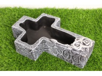 Osłonka betonowa KRZYŻ Z RÓŻĄ 28x18x7,5 cm GRAFIT