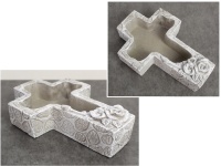 Osłonka betonowa KRZYŻ Z RÓŻĄ 24x16,5x6,5 cm SZARA