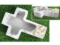 Osłonka betonowa KRŻYŻ złote róże 24x16x5 cm SZARA