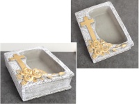 Osłonka betonowa KSIĄŻKA ZE ZŁOTYM KRZYŻEM 22x16,5x7,5 cm SZARA