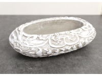 Osłonka betonowa OWALNA Z WZOREM 21x13x6 cm SZARA