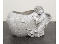 Osłonka betonowa SERCE Z ANIOŁEM 19,5x14,5x12 cm SZARA