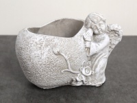 Osłonka betonowa SERCE Z ANIOŁEM 15,5x13x12,5 cm SZARA