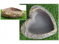 Osłonka betonowa SERCE złote wzory 23x22x8 cm BRĄZOWA