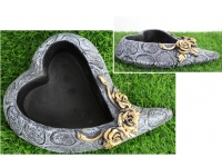 Osłonka betonowa SERCE złote róże 26x18x6 cm GRAFIT