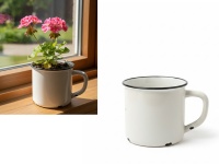 Osłonka ceramiczna KUBEK z przetarciami 10x9 cm - BIAŁA